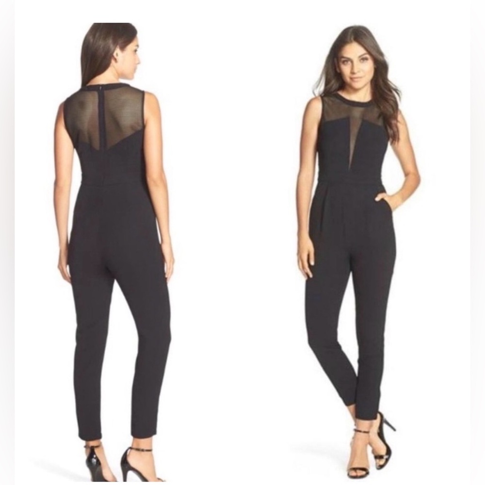 Women's Elliatt Black Mesh Distinct Illusion Revolve Sleeveless‎ Jumpsuit.